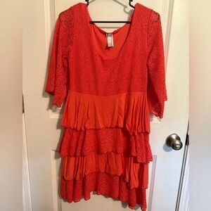 Pink Lace Tiered Dress